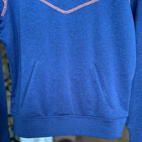 Nike Dri-Fit Navy Coral Funnel Neck Contrast Stitch Pullover Hoodie Womens Sz L - Picture 6 of 9